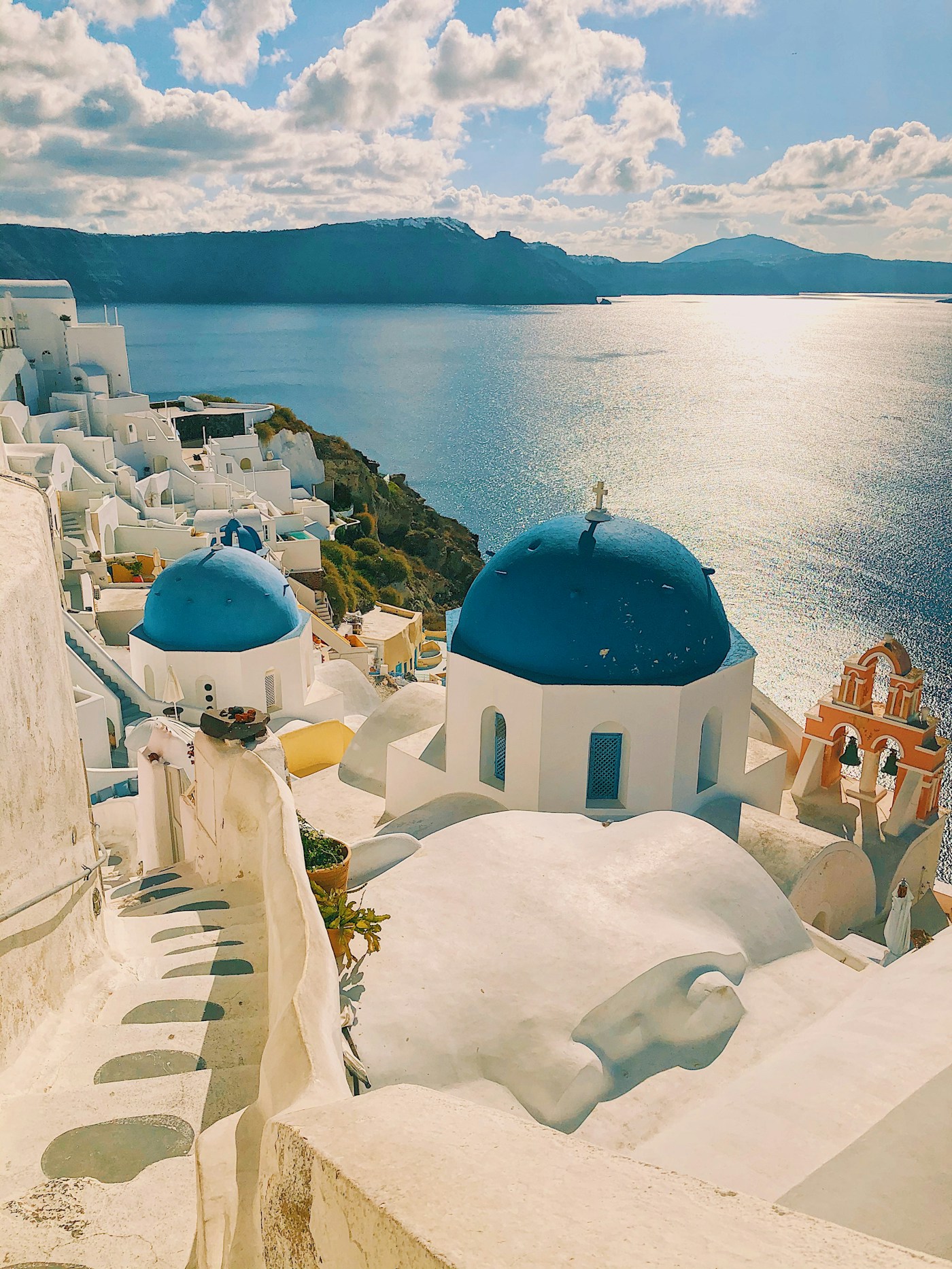 Santorini terraces overlooking the Aegean Sea